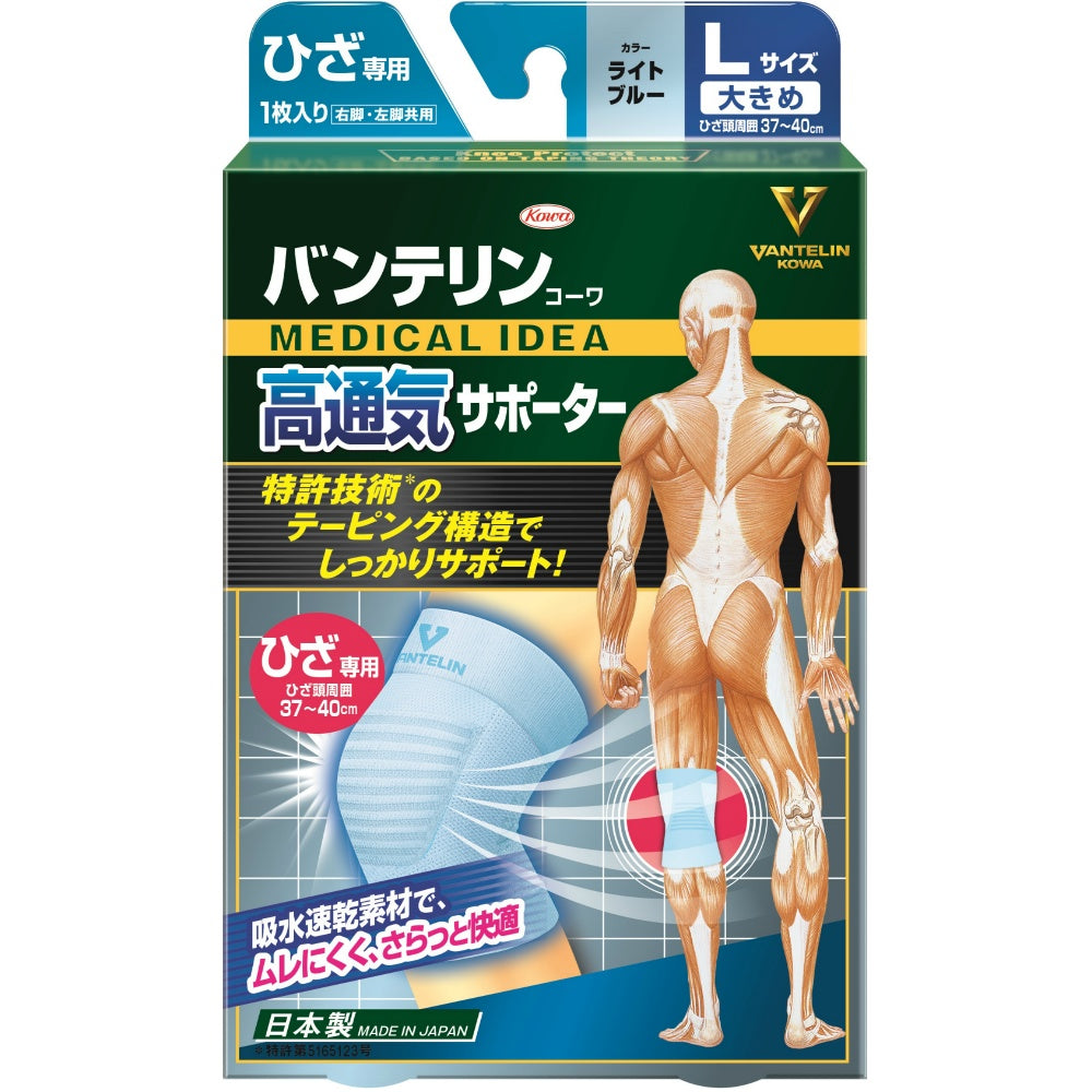興和 バンテリンコーワ 高通気サポーター ひざ専用 大きめ ライトブルー 6個セット まとめ売り