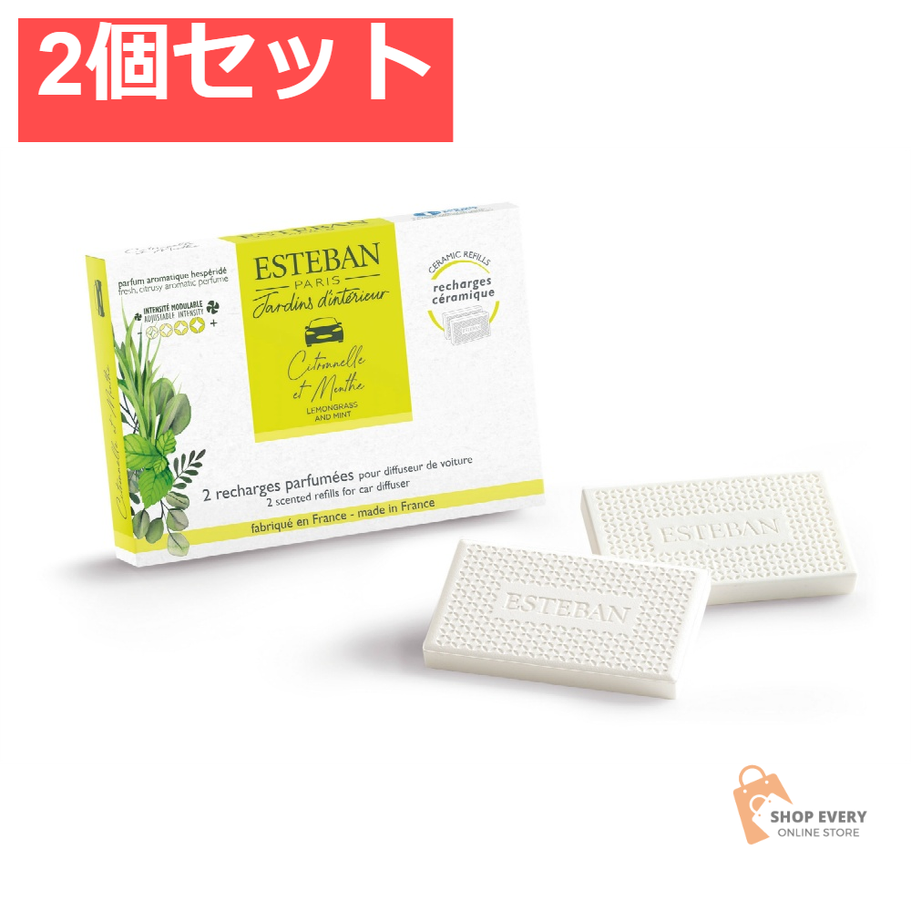 エステバン インテリアガーデンナチュール レモングラス＆ミント カーフレグランスリフィル 2個セット まとめ売り