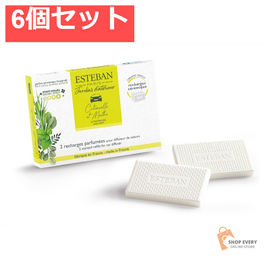エステバン インテリアガーデンナチュール レモングラス＆ミント カーフレグランスリフィル 6個セット まとめ売り
