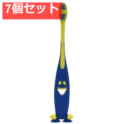 ピタット スマイリー歯ブラシ 吸盤＆キャップ付 ファンブルー 1本入 7個セット まとめ売り