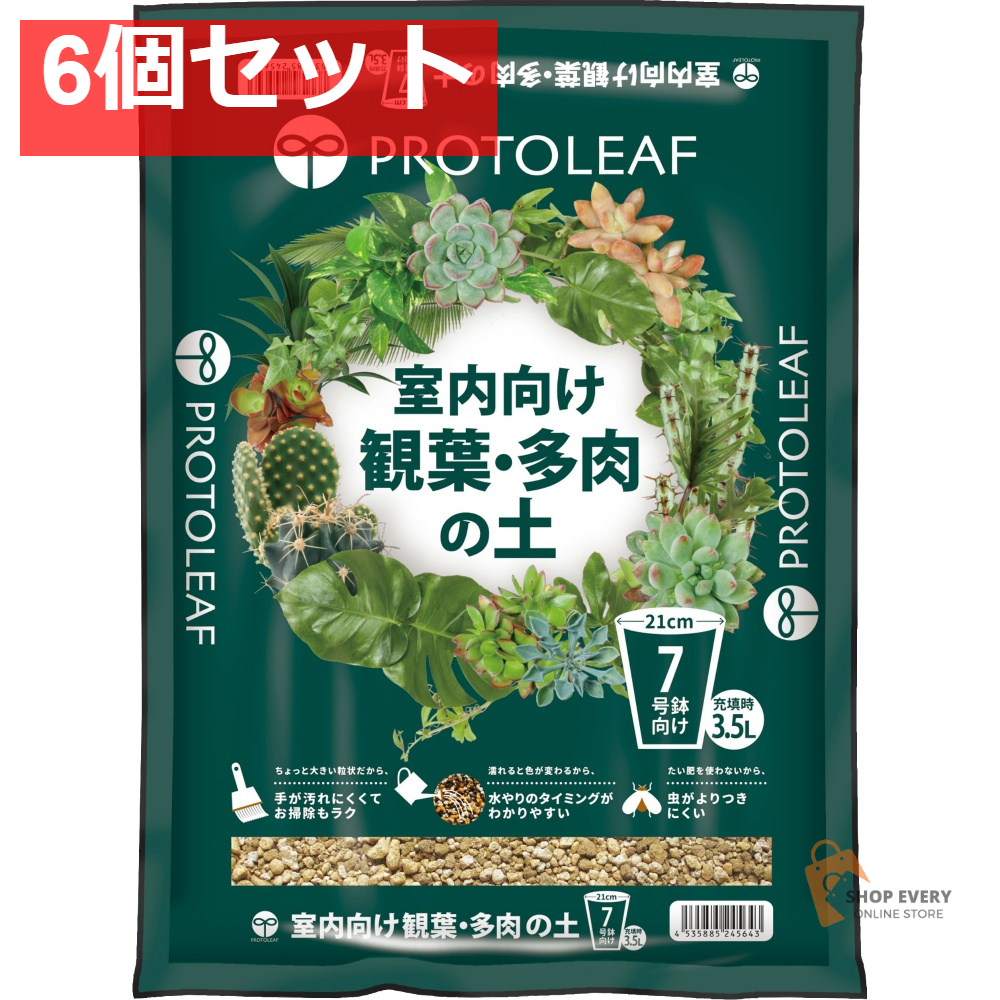 プロトリーフ 室内向け観葉・多肉の土 7号鉢用 6個セット まとめ売り