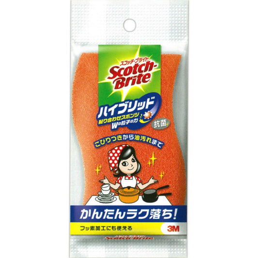 3M スコッチブライト ハイブリッド 貼り合わせスポンジ オレンジ HB-21KE-H