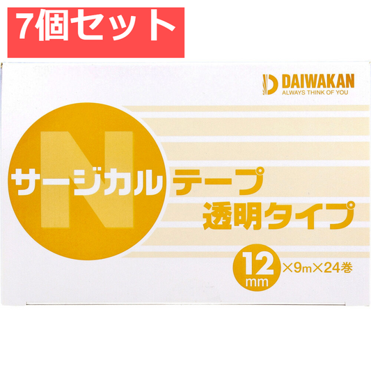 サージカルテープ 透明タイプ 12mm×9m×24巻入 7個セット まとめ売り