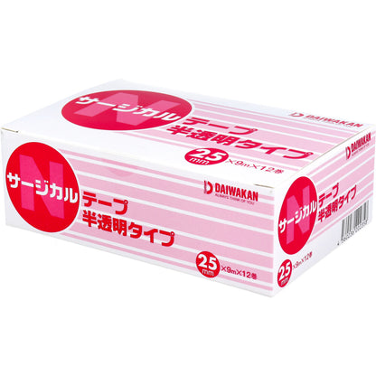 サージカルテープ 半透明タイプ 25mm×9m×12巻入 4個セット まとめ売り