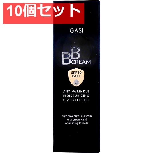 GASI(ガシ) アンチリンクル モイスチャライジング UVプロテクト BBクリーム ブラック 50g 10個セット まとめ売り