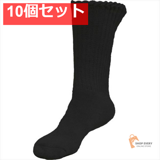 湯たんぽみたいなあったか メンズソックス ブラック 10個セット まとめ売り