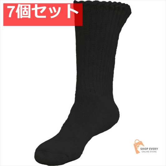 湯たんぽみたいなあったか メンズソックス ブラック 7個セット まとめ売り