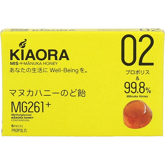 MIS マヌカハニーのど飴 KIAORA(キオラ) 02 MG261+ プロポリス 6粒入