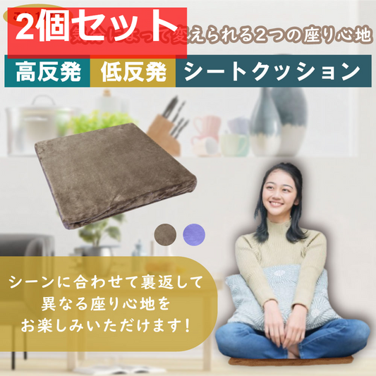 低反発＆高反発 Ｗ機能 シートクッション ブラウン 2個セット まとめ売り