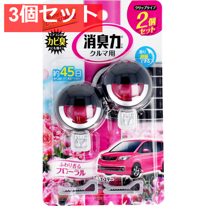 消臭力クルマ用 クリップタイプ ふわり香る フローラル 3.2mL×2個セット 3個セット まとめ売り