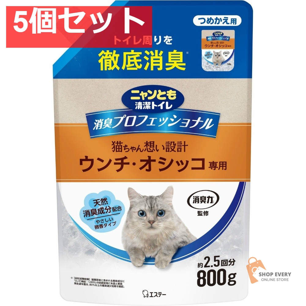 花王 ニニャンとも清潔トイレ 消臭プロフェッショナル ビーズ つめかえ用 微香タイプ 800g 5個セット まとめ売り