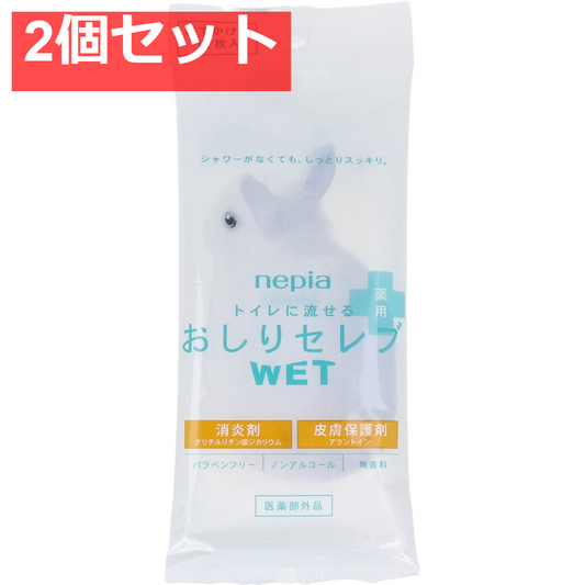 ネピア トイレに流せる おしりセレブWET 薬用 おでかけ用 12枚入 2個セット まとめ売り