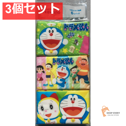 ドラえもん ミニポケットティシュ 6P 3個セット まとめ売り