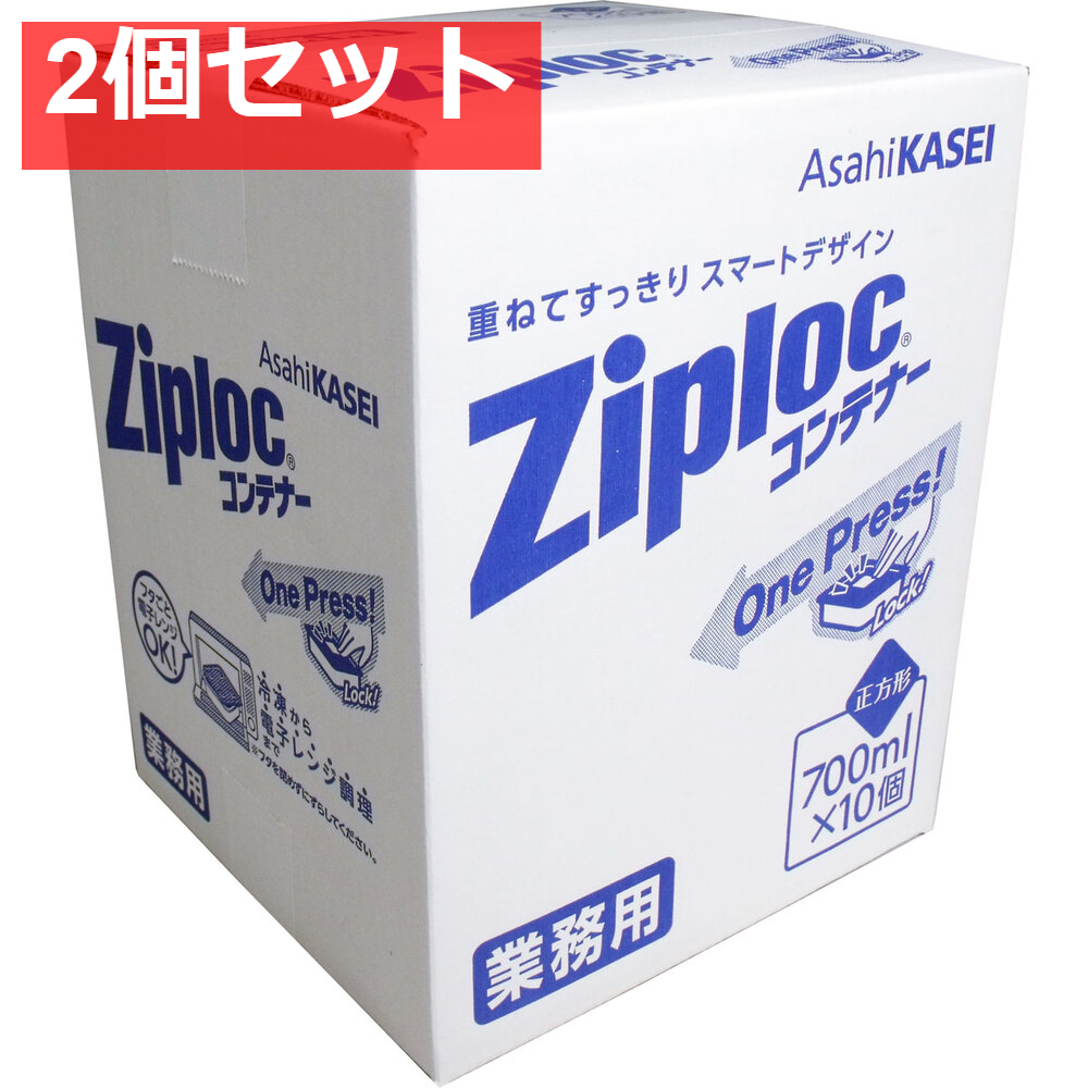 2個セット 業務用 ジップロック コンテナー 正方形 700mL×10個入
