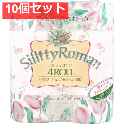 四国特紙 トイレットペーパー シルティロマン 香りつき カラーロール ダブル 30m×4ロール 10個セット まとめ売り