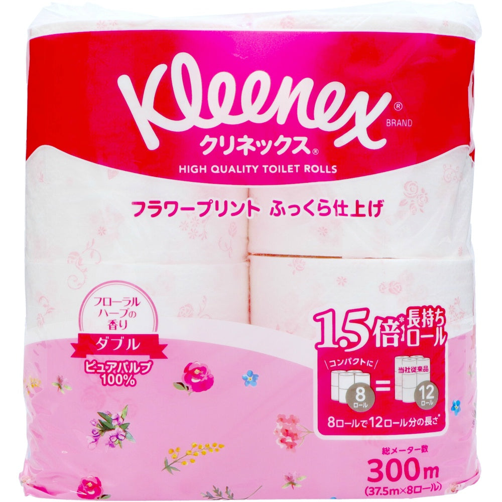 日本製紙クレシア クリネックス 長持ち プリント 8ロール ダブル フローラルハーブの香り 5個セット まとめ売り