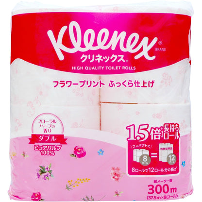 日本製紙クレシア クリネックス 長持ち プリント 8ロール ダブル フローラルハーブの香り 5個セット まとめ売り