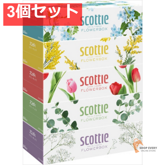 スコッティ ティシュー フラワーボックス 500枚（250組）×5箱 3個セット まとめ売り