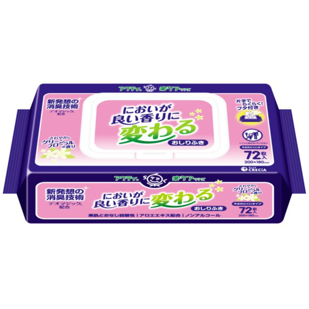 日本製紙クレシア アクティ におが良い香りに変わるおしりふき 72枚 4個セット まとめ売り