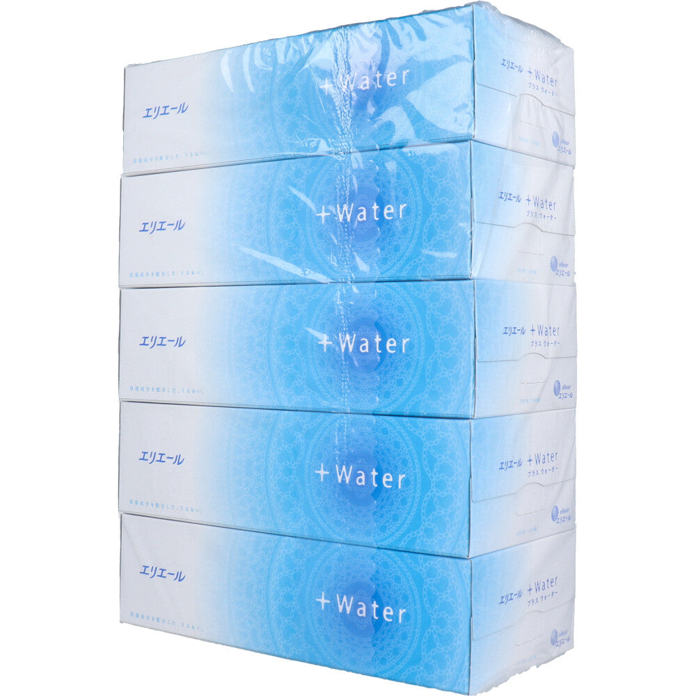 エリエール +Water(プラスウォーター) ティシュー 360枚(180組)×5個パック 8個セット まとめ売り