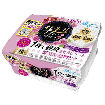大王製紙 エリエール キレキラ！ トイレクリーナー 1枚で徹底おそうじシート ハッピーローズの香り 本体 10枚 7個セット まとめ売り