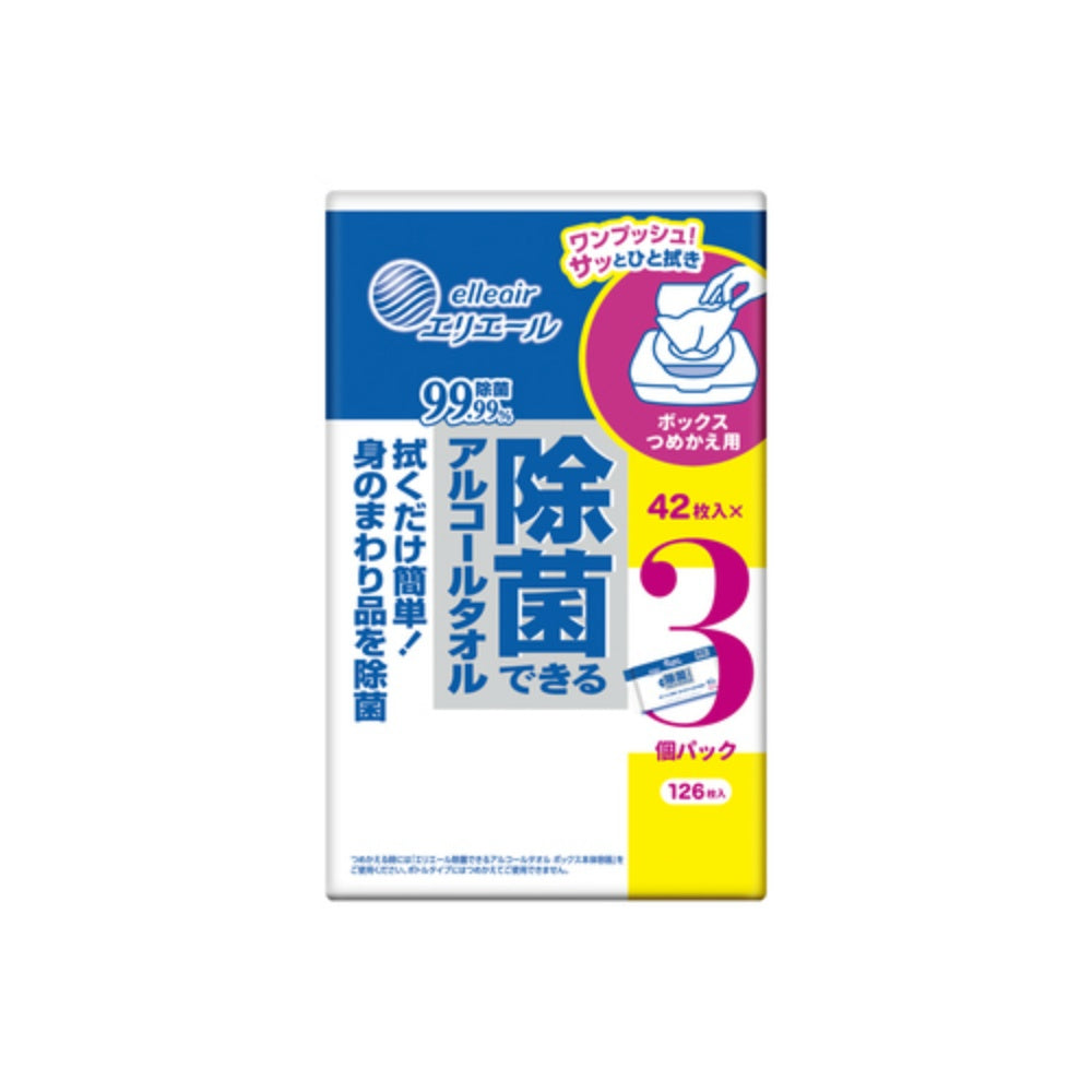 エリエール 除菌できるアルコールタオル ボックス つめかえ用 42枚×3P 3個セット まとめ売り