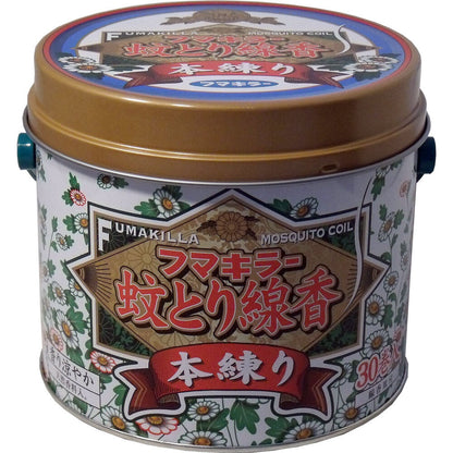 フマキラー蚊とり線香 本練り 30巻缶入(線香皿付) 3個セット まとめ売り