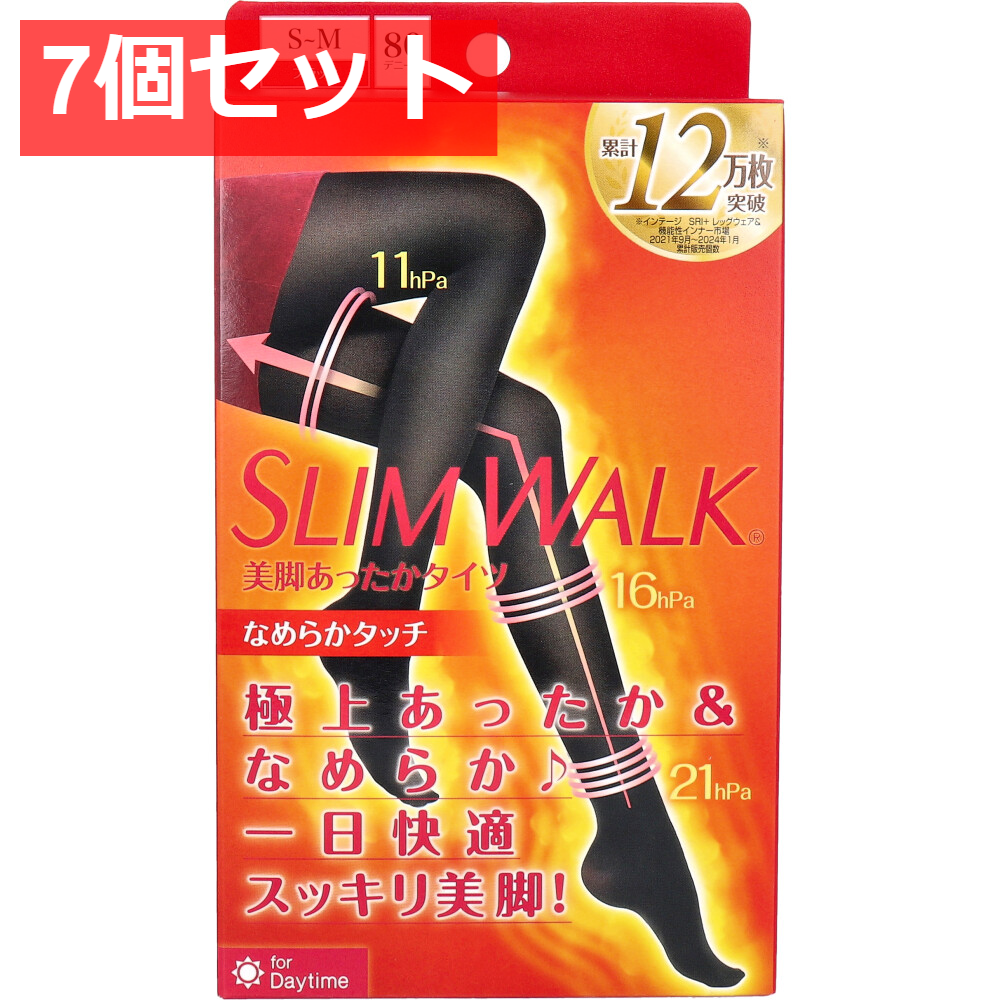 7個セット スリムウォーク 美脚あったかタイツ なめらかタッチ ブラック S-Mサイズ