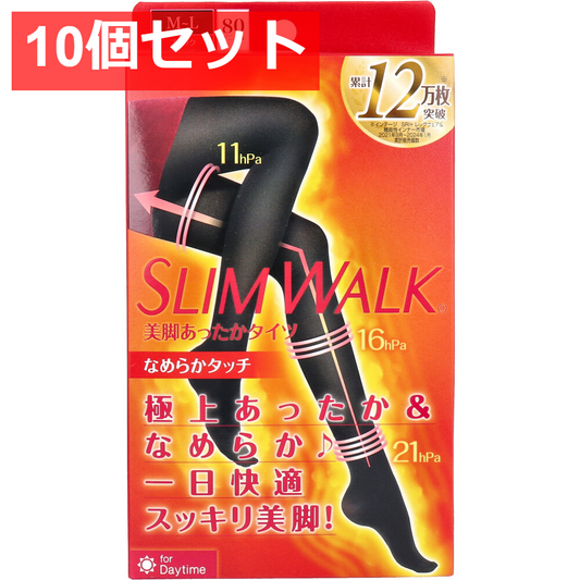 10個セット スリムウォーク 美脚あったかタイツ なめらかタッチ ブラック M-Lサイズ
