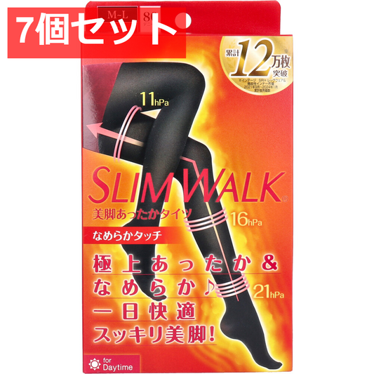 7個セット スリムウォーク 美脚あったかタイツ なめらかタッチ ブラック M-Lサイズ