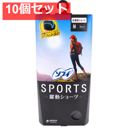 ソフィ SPORTS 躍動ショーツ 生理用ショーツ Mサイズ ブラック 10個セット まとめ売り