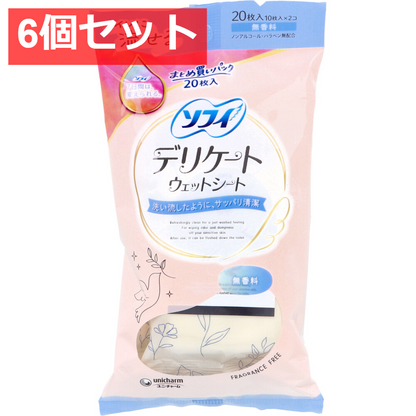 6個セット ソフィ デリケートウェットシート 無香料 10枚入×2個
