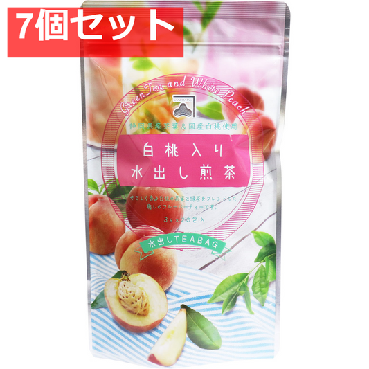 白桃入り水出し煎茶 水出しティーバッグ 3g×20包入 7個セット まとめ売り