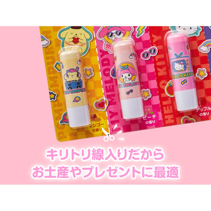 サンリオキャラクターズ　ギュッと！うるおうフルーツリップクリーム 4個セット まとめ売り