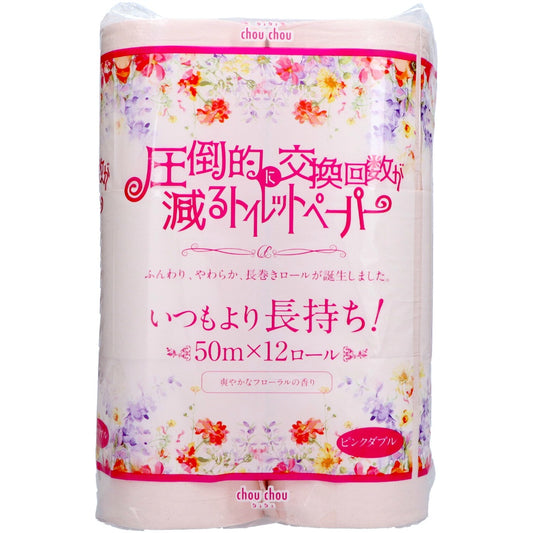 シュシュ 2倍巻 12ロール ダブル トイレットペーパー ピンク