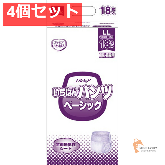 カミ商事 エルモア いちばん パンツ ベベーシック LL 18枚 4個セット まとめ売り
