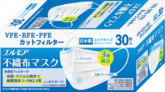 エルモア 不織布マスク ふつうサイズ 30枚