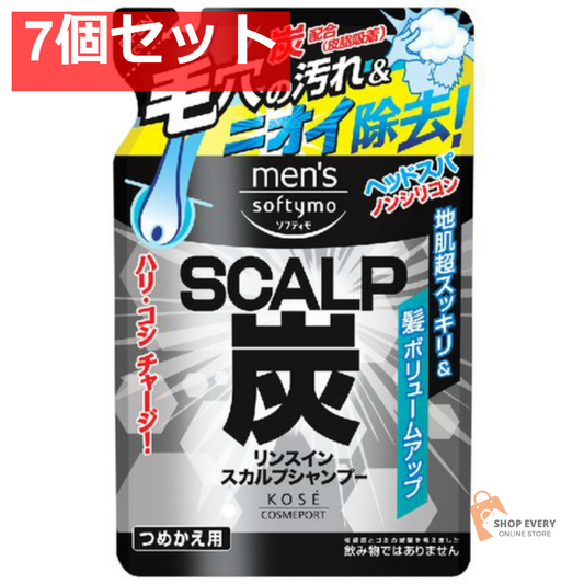 コーセーコスメポート メンズソフティモ リンスインシャンプー 炭 つめかえ用 400ml 7個セット まとめ売り