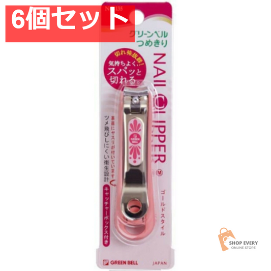 グリーンベル 匠の技 ゴールド爪切り M ピンク (NC-135) 6個セット まとめ売り