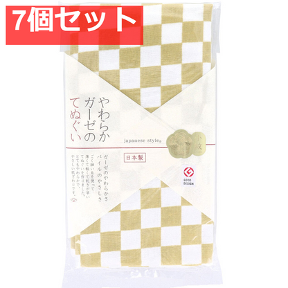ジャパニーズスタイル 小紋 やわらかガーゼのてぬぐい いちまつ 約34×90cm JS-6138 1枚入 7個セット まとめ売り