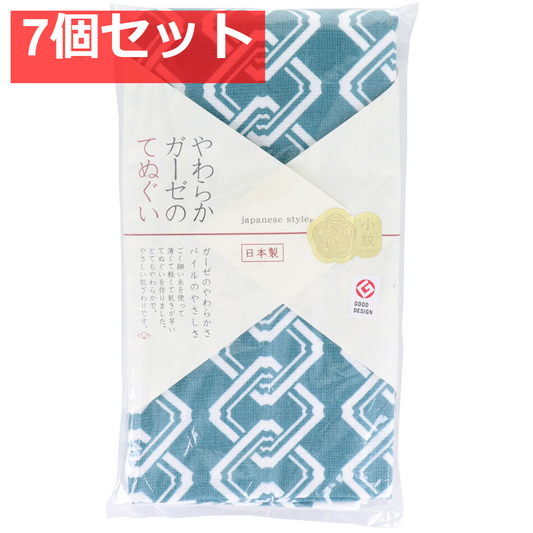 ジャパニーズスタイル 小紋 やわらかガーゼのてぬぐい よしわらつなぎ 約34×90cm JS-6145 1枚入 7個セット まとめ売り