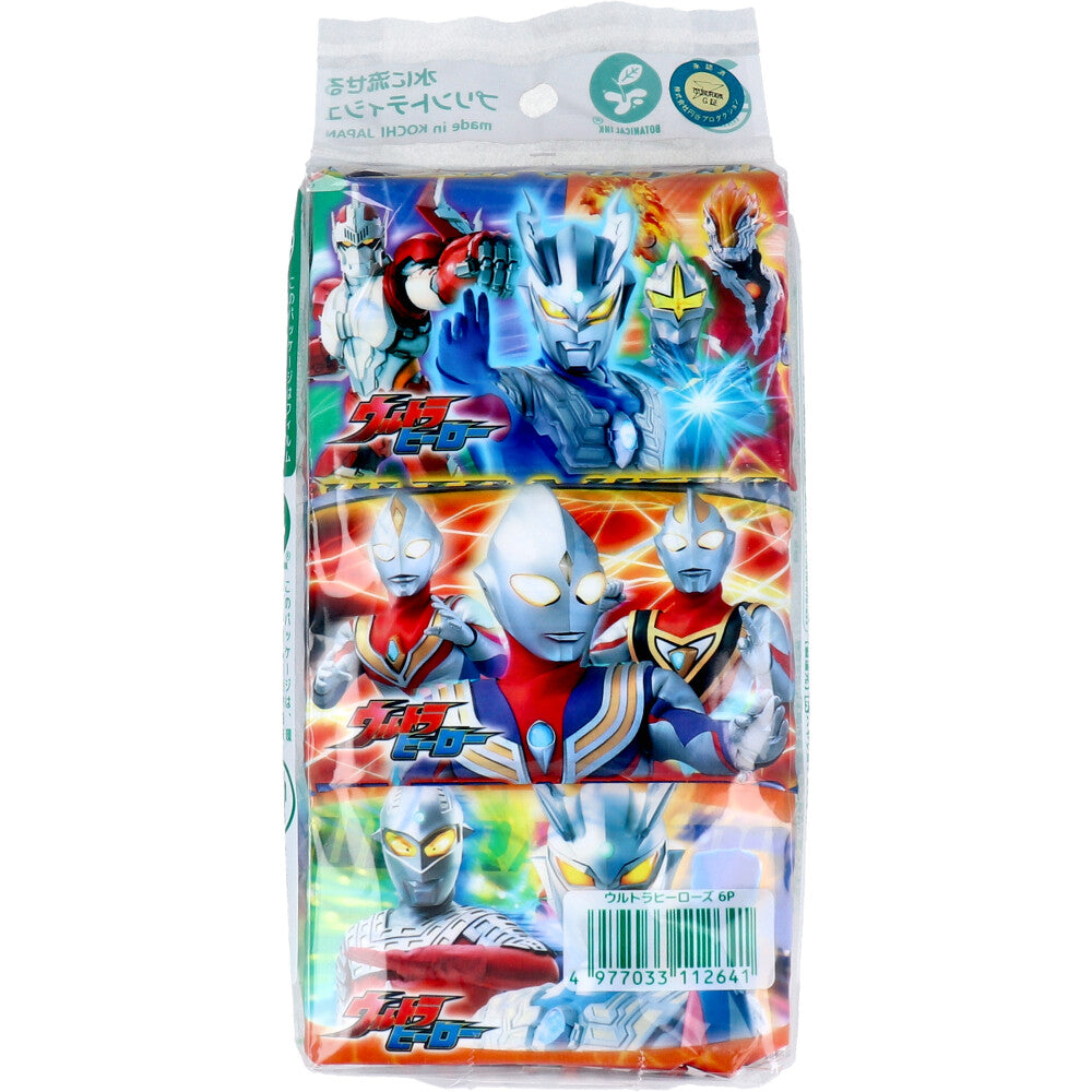 水に流せるプリントティシュ ウルトラヒーローズ 16枚(8組)×6個入 10個セット まとめ売り
