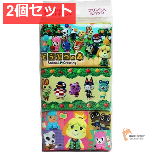 ハヤシ商事 どうぶつの森 ポケットティッシュ 6個パック 2個セット まとめ売り