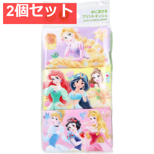 ディズニープリンセス 水に流せるプリントティシュ 16枚(8組)×6個入 2個セット まとめ売り