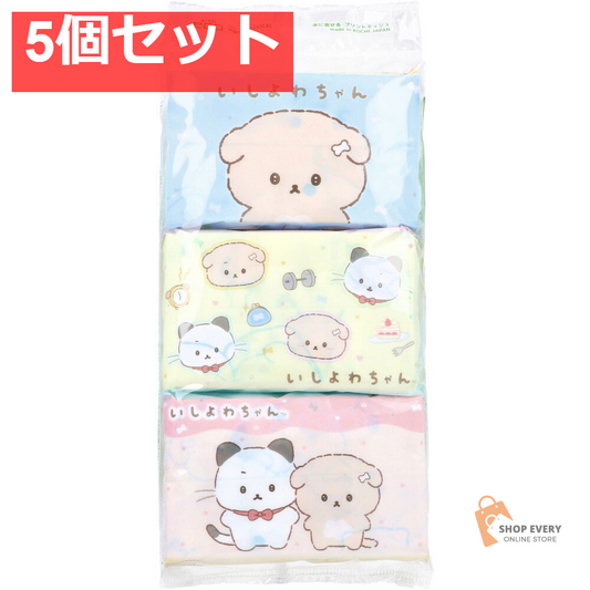 水に流せるプリントティシュ いしよわちゃん  16枚(8組)×6個入 5個セット まとめ売り