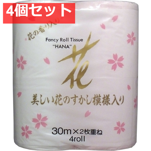 花ゴールド トイレットペーパー 30m2枚重ねX4ロール入 4個セット まとめ売り