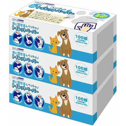 坪野谷紙業 ソフィアタッチ エコ ペット用 トイレットペーパー 100W 3パック 8個セット まとめ売り