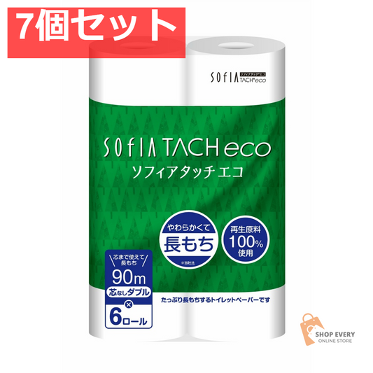 ソフィアタッチエコ古紙芯なしトイレットW 6R 7個セット まとめ売り