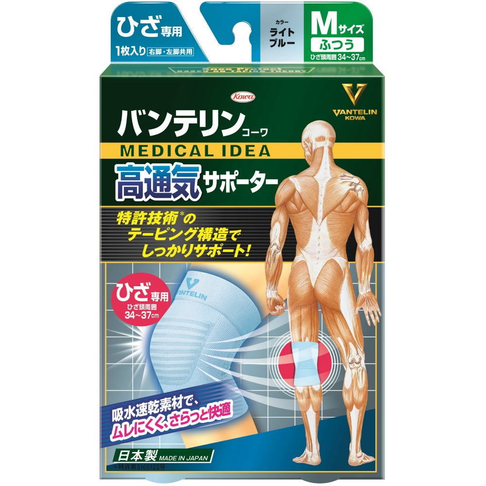 興和 バンテリンコーワ 高通気サポーター ひざ専用 ライトブルー ふつうサイズ 8個セット まとめ売り