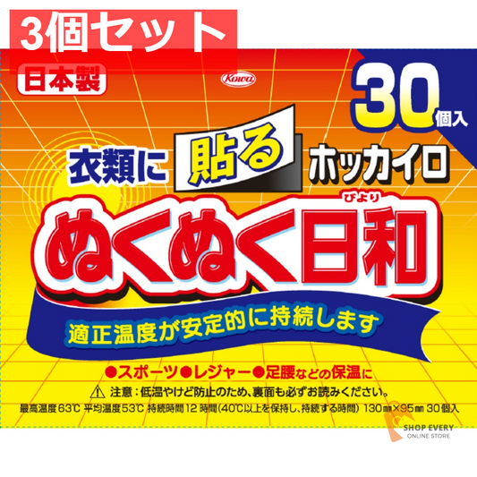 興和 ホッカイロ ぬくぬく日和 貼る レギュラー 30個入 3個セット まとめ売り